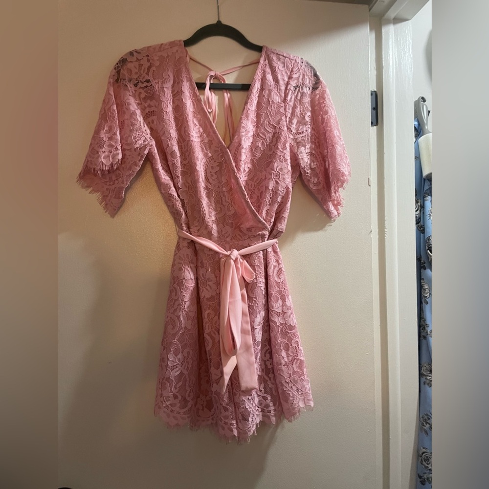 Pretty pink lace romper